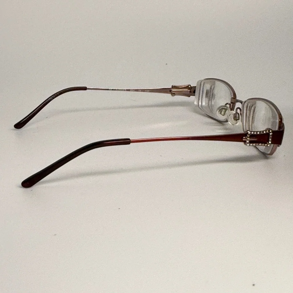 Daisy Fuentes Lourdes 064 Burgundy Metal Rectangular Eyeglass Frames Rhinestone